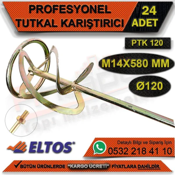 إلتوس Ptk120 خلاط غراء احترافي M14x580 مم قطر 120 (24 قطعة) - المثبتات إلتوس Ptk120 خلاط غراء احترافي M14x580 مم قطر 120 (24 قطعة) | المثبتات اللاصقة