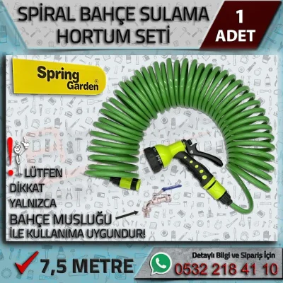Fıskiye Tabancalı Spiralli Hortum Seti 7,5 Mt.
