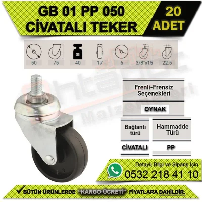 GB 01 PP 050 CİVATALI TEKER (20 ADET)