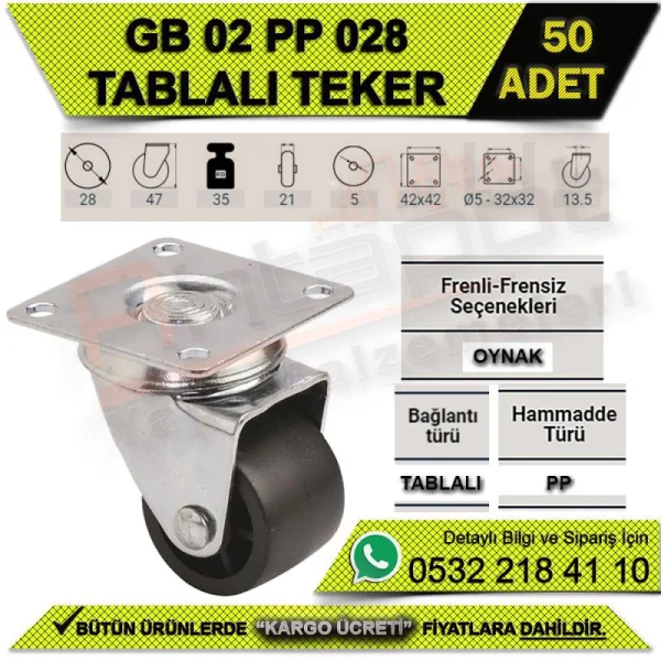 GB 02 PP 028 TABALALI TEKER (50 ADET) - Tekerlekler GB 02 PP 028 TABALALI TEKER (50 ADET) | Tekerlekler