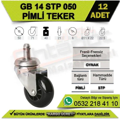 GB 14 STP 050 PİMLİ SİYAH TEKER (12 ADET)
