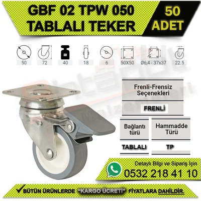 عجلة GBF 02 TPW 050 بمحمل طاولة (50 قطعة)