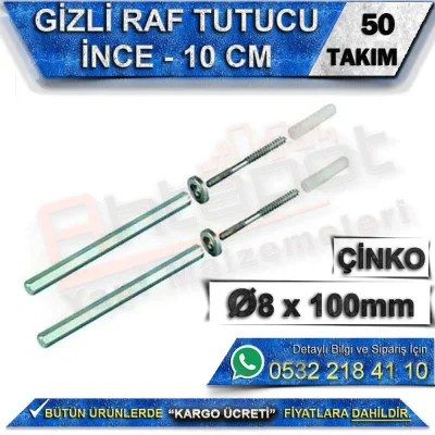 Gizli Raf Tutucu ince 10 Cm (50 Takım)