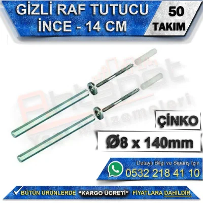Gizli Raf Tutucu ince 14 Cm (50 Takım)