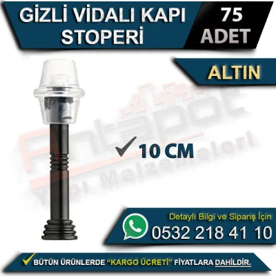 Gizli Vidalı Kapı Stoperi 10 Cm Altın (75 Adet)
