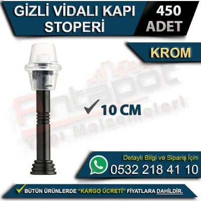 Gizli Vidalı Kapı Stoperi 10 Cm Krom (450 Adet)