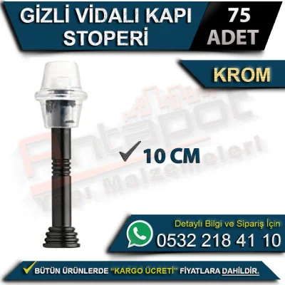 Gizli Vidalı Kapı Stoperi 10 Cm Krom (75 Adet)