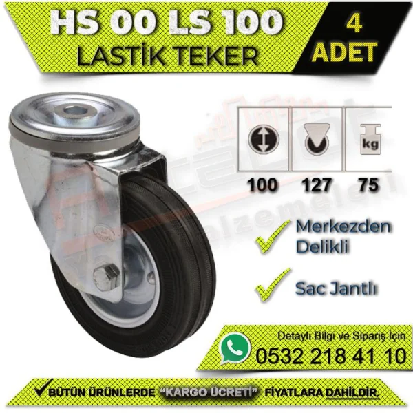 HS 00 LS 100 Rubber Wheel with Steel Rim (4 PCS) - Wheels HS 00 LS 100 Rubber Wheel with Steel Rim (4 PCS) | Wheels