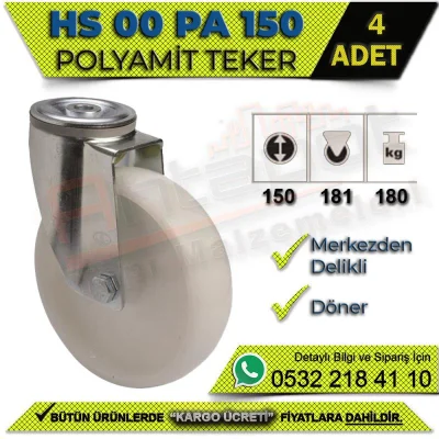 HS 00 PA 150 Merkezden Delikli Döner Teker (4 ADET)