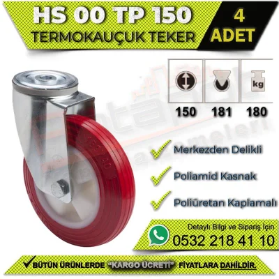 HS 00 TP 150 Merkezden Delikli Termo Kauçuk Teker (4 ADET)