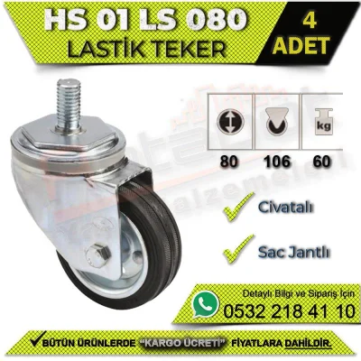 HS 01 LS 080 Civatalı Sac Jantlı Lastik Teker (4 ADET)