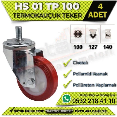 HS 01 TP 100 Civatalı Termo Kauçuk Teker (4 ADET)