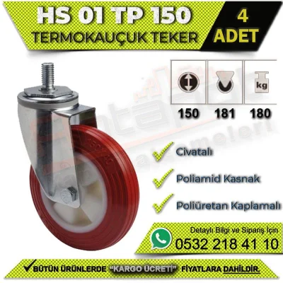 HS 01 TP 150 Civatalı Termo Kauçuk Teker (4 ADET)