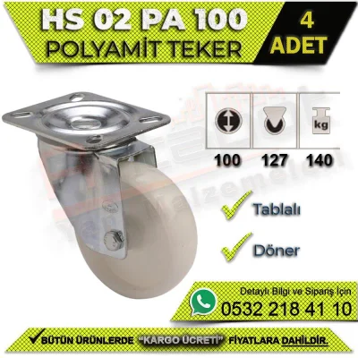 HS 02 PA 100 Tablalı Döner Teker (4 ADET)