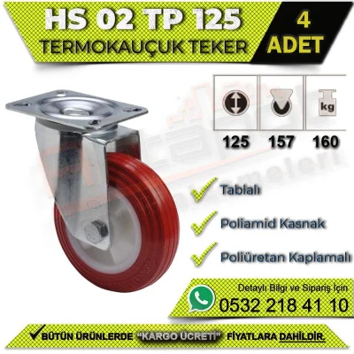 HS 02 TP 125 Tablalı Termo Kauçuk Teker (4 ADET)