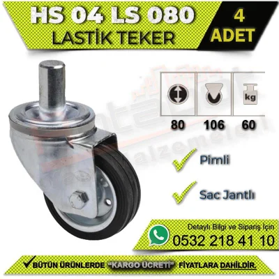 HS 04 LS 080 Pimli Sac Jantlı Lastik Teker (4 ADET)