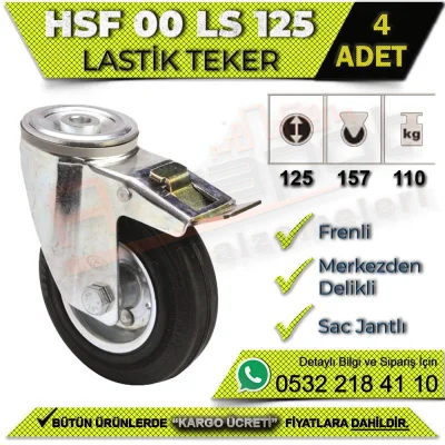 HSF 00 LS 125 Merkezden Delikli Sac Jantlı Lastik Teker (4 ADET)