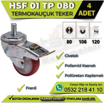 HSF 01 TP 080 Civatalı Termo Kauçuk Teker (4 ADET)
