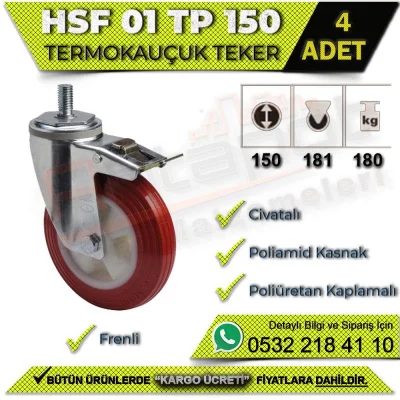 HSF 01 TP 150 Civatalı Termo Kauçuk Teker (4 ADET)