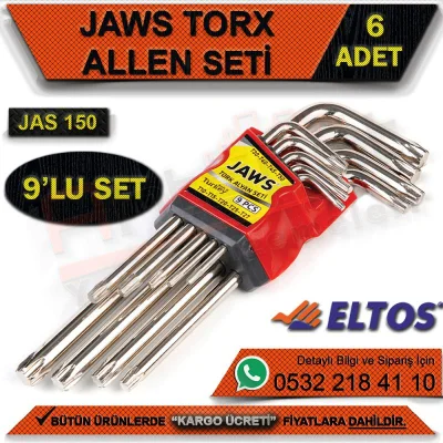 مجموعة Jaws Jas150 Torx Hexagon 9 قطع (العبوة: 6) (الصندوق: 72) (72 قطعة)