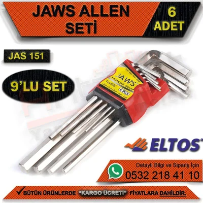 Jaws Jas151 طقم مفاتيح ألين 150 مم 9 قطع (العبوة: 6) (الصندوق: 72) (72 قطعة)