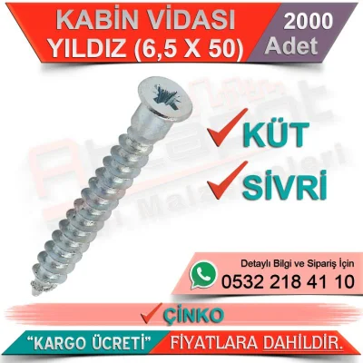 Cabin Screw Star Point 6,5x50 Zinc (2000 Pieces)