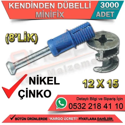 Self Dowel Minifix 12x15 8' Zinc (3000 Pieces)