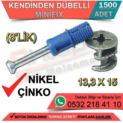 Self Dowel Minifix 13,3x15 8' Nickel (1500 Pieces)