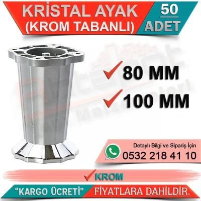 Kristal Ayak 80 Mm Krom Tabanlı (50 Adet)