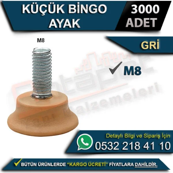 Küçük Bingo Ayak M8 Gri (3000 Adet) - Bingo Ayak Küçük Bingo Ayak M8 Gri (3000 Adet) | Bingo Ayak