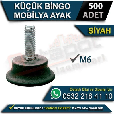 Small Bingo Furniture Leg M6 Black (500 Pieces)