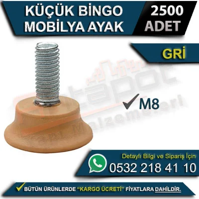 Küçük Bingo Mobilya Ayak M8 Gri (2500 Adet)