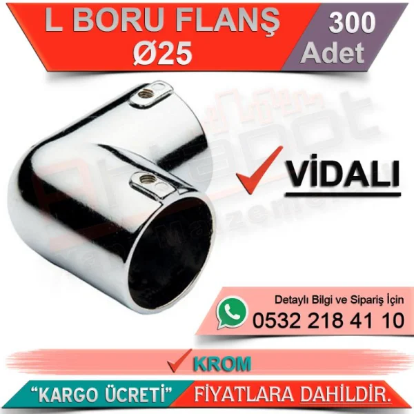 L Boru Flanşı Vidalı Ø25 Krom (300 Adet) - Hırdavat Çeşitleri L Boru Flanşı Vidalı Ø25 Krom (300 Adet) | Hırdavat Çeşitleri
