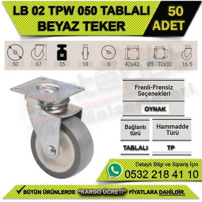 LB 02 TPW 050 TABLALI BEYAZ TEKER (50 ADET)