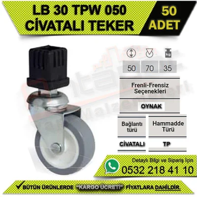 LB 30 TPW 050 CİVATALI MOBİLYA TEKERİ (50 ADET)