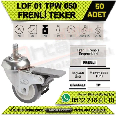 LDF 01 TPW 050 WHEEL WITH BOLT BRAKE (50 PCS)