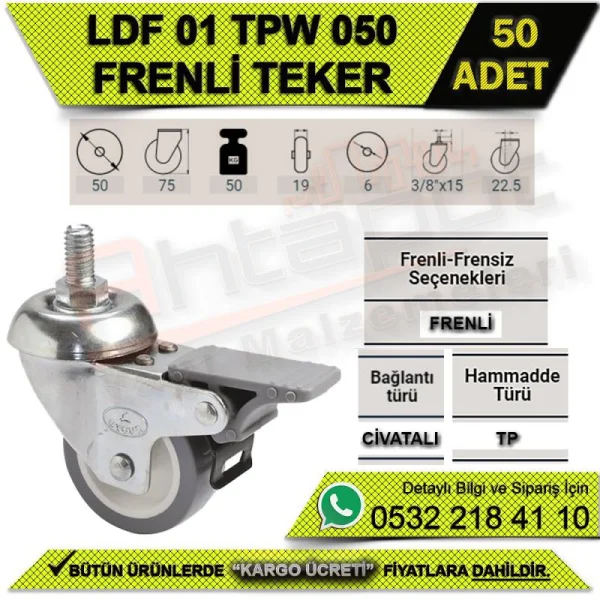 LDF 01 TPW 050 WHEEL WITH BOLT BRAKE (50 PCS) - Wheels LDF 01 TPW 050 WHEEL WITH BOLT BRAKE (50 PCS) | Wheels
