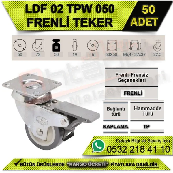 LDF 02 TPW 050 WHEEL WITH TABLE BRAKE (50 PCS) - Wheels LDF 02 TPW 050 WHEEL WITH TABLE BRAKE (50 PCS) | Wheels