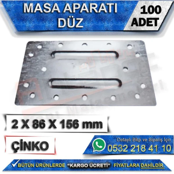 Masa Aparatı Düz 2X86X156 mm (100 Adet) - Hırdavat Çeşitleri Masa Aparatı Düz 2X86X156 mm (100 Adet) | Hırdavat Çeşitleri
