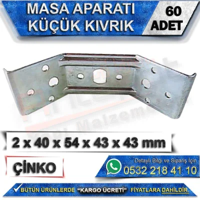 Small Curved Table Bracket 2x40x54x43x43 mm (60 Pieces)