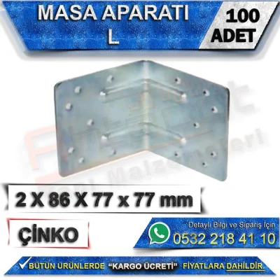 L-Shaped Table Bracket 2X86X77x77 Mm (100 Pieces)