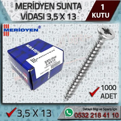 Meridyen 3.5x13 mm Sunta Vidası – 1000 Adet