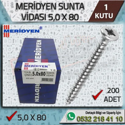 Meridyen 5,0x80 Yapısal Sunta Vidası | 200 Adet