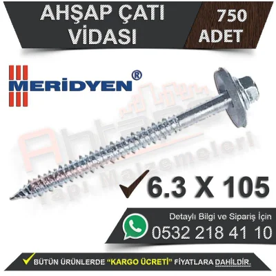 Meridyen Ahşap Çatı Vidası 6,3X105 (750 Adet)