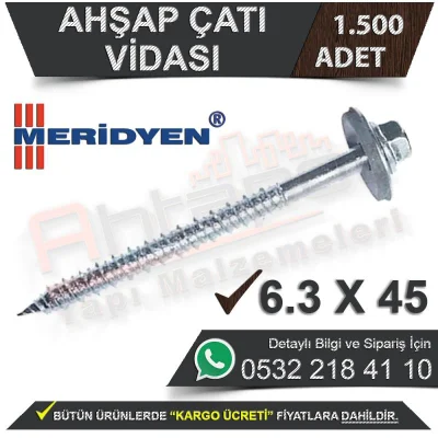 Meridyen Ahşap Çatı Vidası 6,3X45 (1.500 Adet)