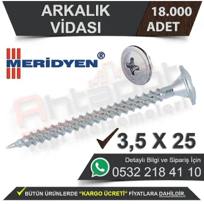 Meridyen Arkalık Vidası 3,5X25 (18.000 Adet)