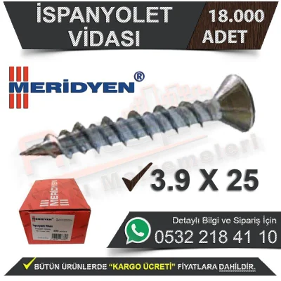 Meridyen Espagnolette Screw 3,9X25 (18,000 Pieces)