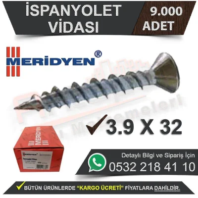 Meridyen Espagnolette Screw 3,9X32 (9,000 Pieces)