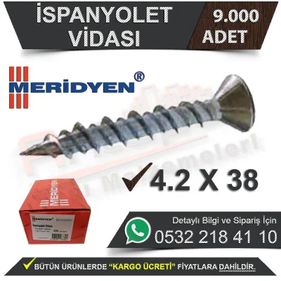 Meridyen Espagnolette Screw 4,2X38 (9,000 Pieces)