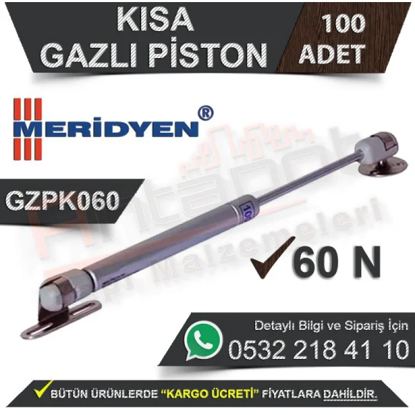 Meridyen Short Gas Piston Gzpk060 (100 Pieces) - Screw Types Meridyen Short Gas Piston Gzpk060 (100 Pieces) | Screw Types